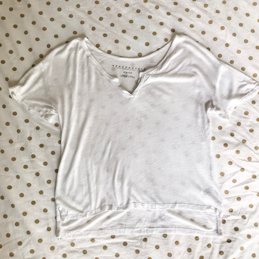 White Mini V Neck Crop Top